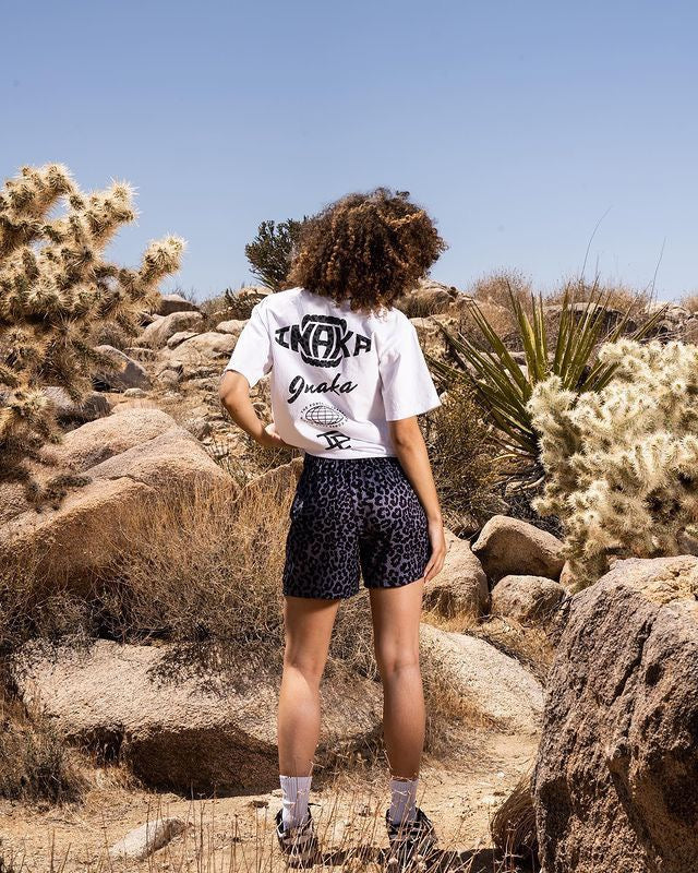 Leopard Print Black Mesh Shorts