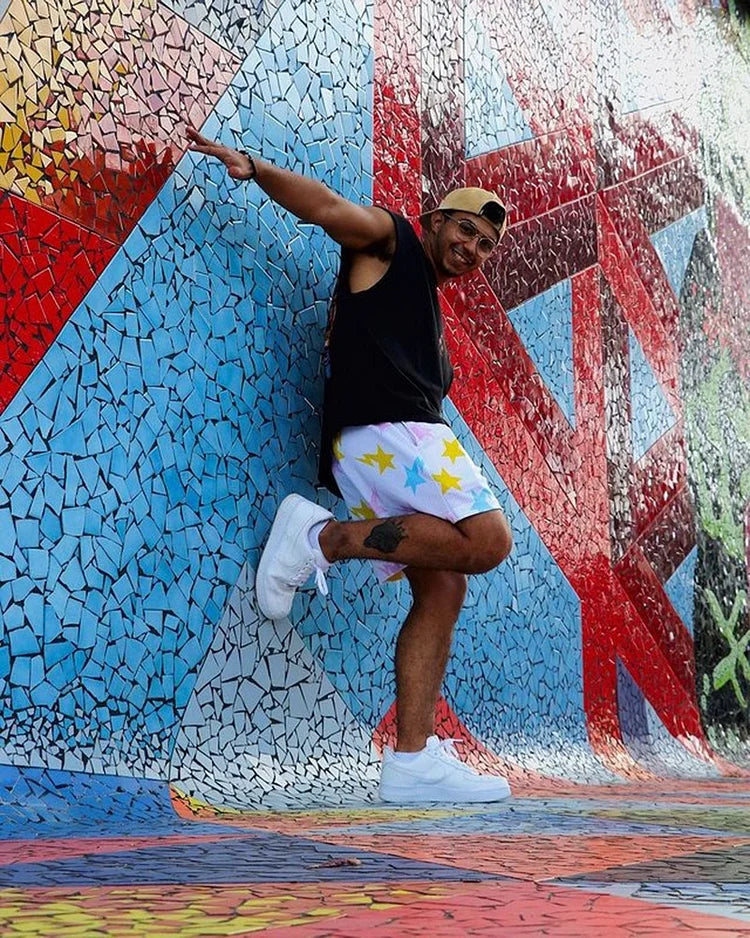 Yellow Star Mesh Shorts