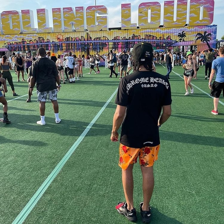 Red Rose Yellow Mesh Shorts