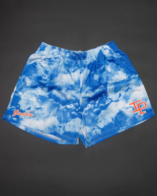 Blue sky and white clouds Mesh Shorts