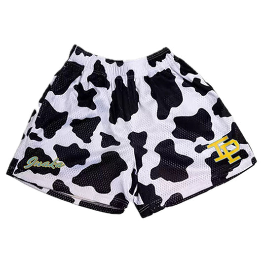Cow Black And White Mesh Shorts