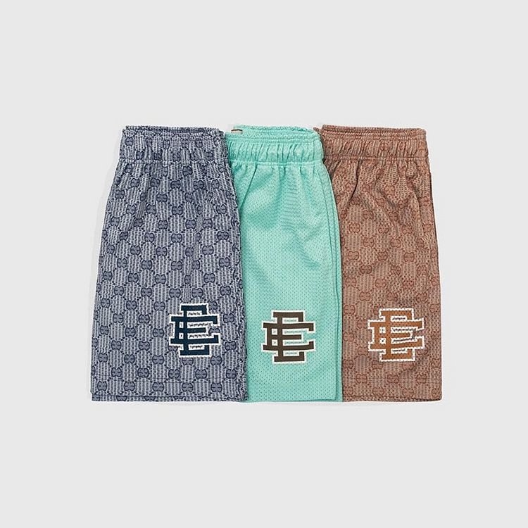 Grid Print Mesh Shorts