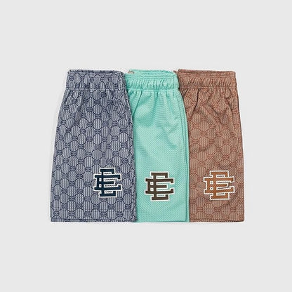 Grid Print Mesh Shorts