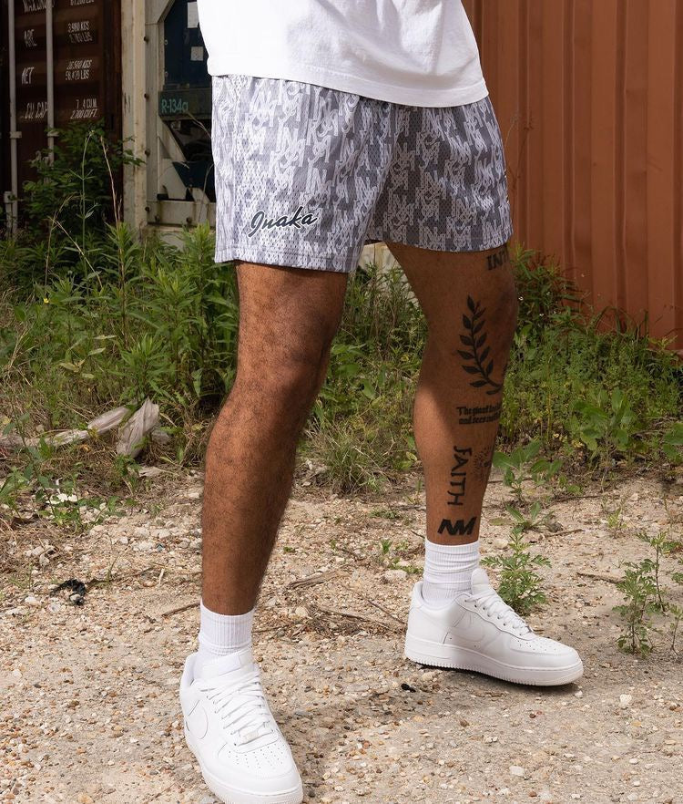 Light Grey LOGO GYM Mesh Shorts