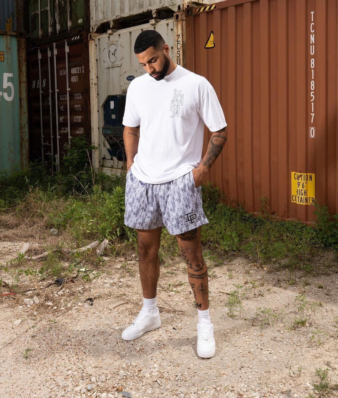 Light Grey LOGO GYM Mesh Shorts