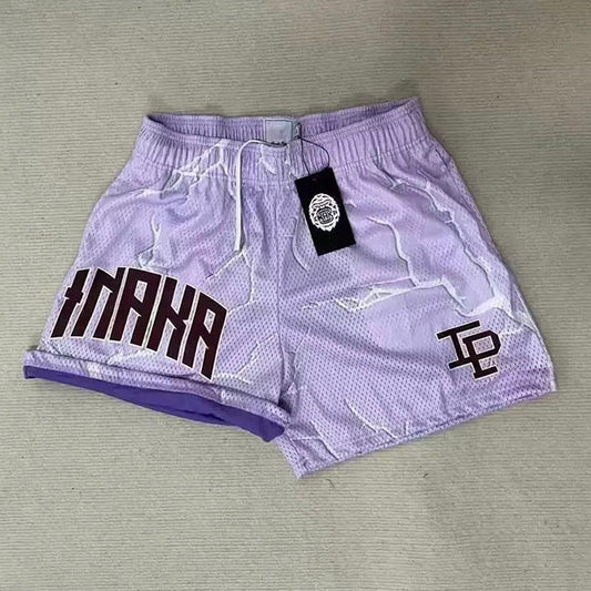 Lightning Light Purple Mesh Shorts