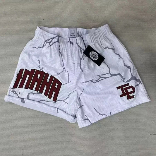 Lightning White Mesh Shorts