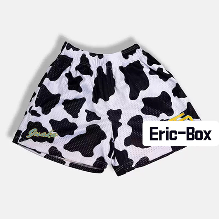Cow Black And White Mesh Shorts