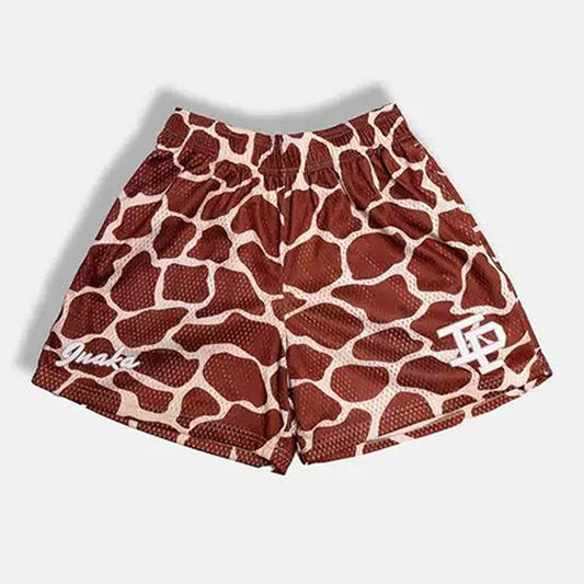 Deer Pattern Mesh Shorts