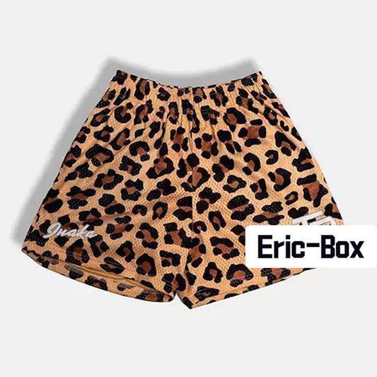Leopard Print Yellow Mesh Shorts