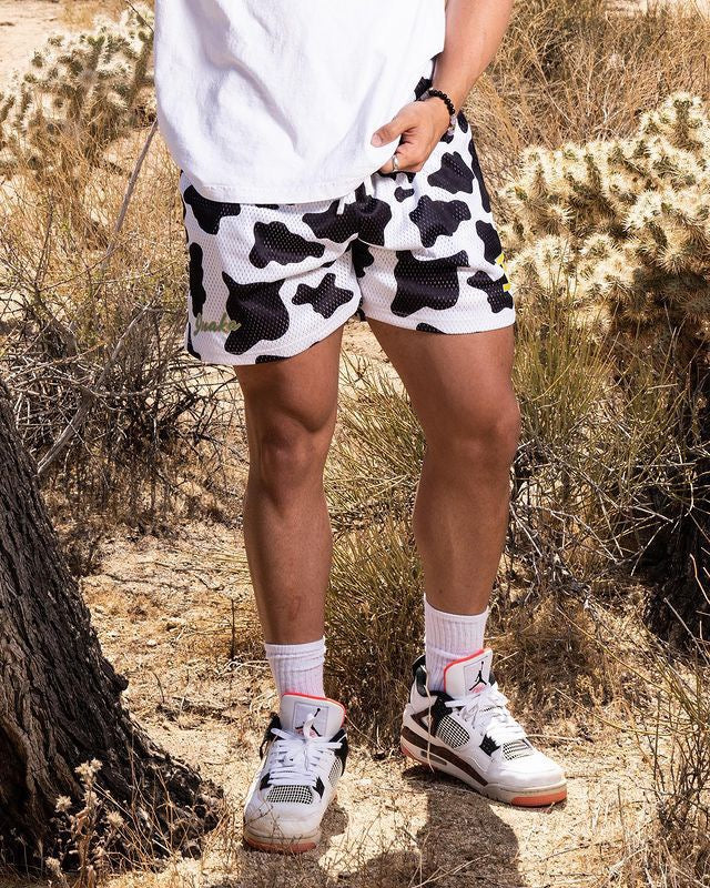 Cow Black And White Mesh Shorts
