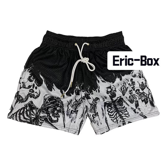 Reaper's Call Skeleton Black Mesh Shorts