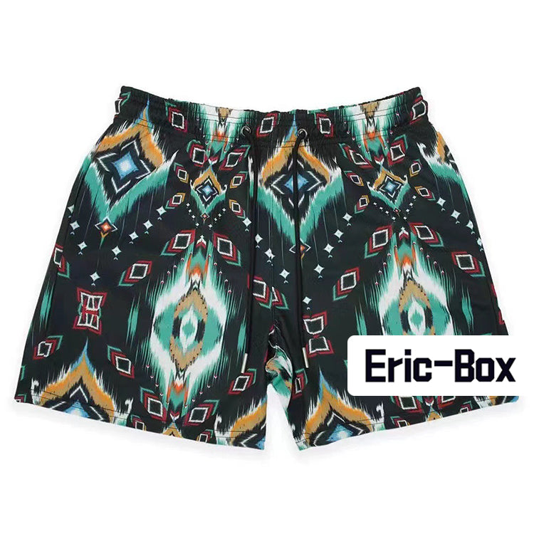 Bohemian Tribal Drawstring Mesh Shorts