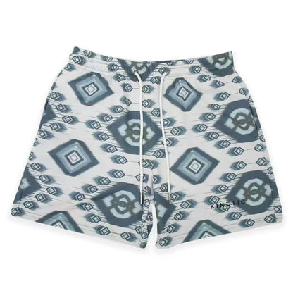 Geometric Ikat Mesh Shorts
