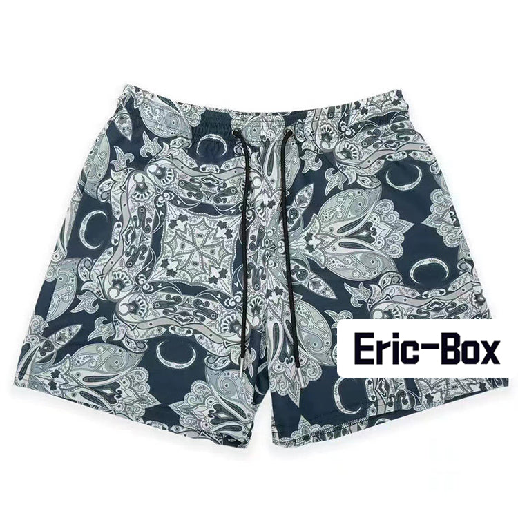 Dark Paisley Crescent Moon Water Mesh Shorts