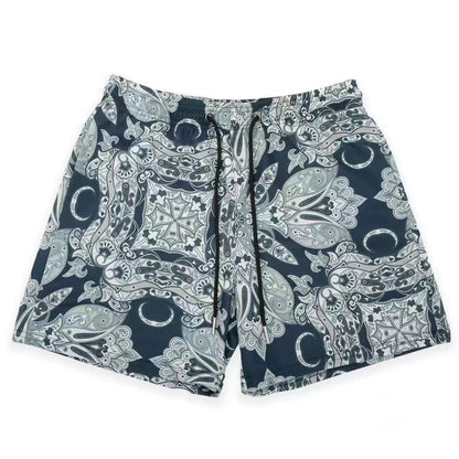 Dark Paisley Crescent Moon Water Mesh Shorts