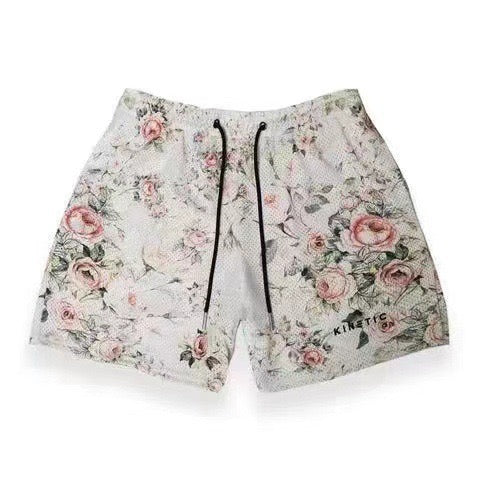 Vintage Rose Floral Mesh Shorts
