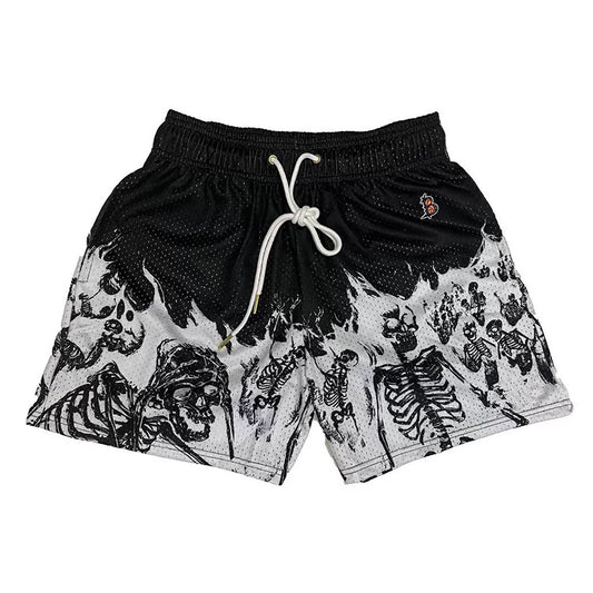 Reaper's Call Skeleton Black Mesh Shorts