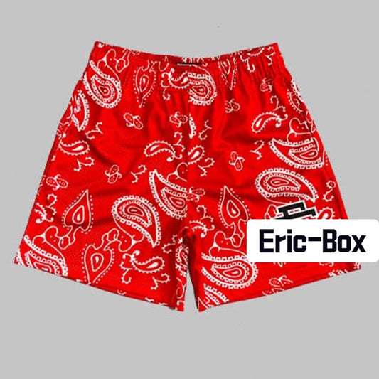 Cashew flowers Red Mesh Shorts