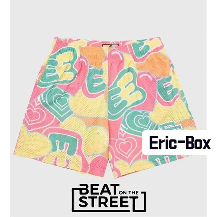 Heart Light Yellow Mesh Shorts