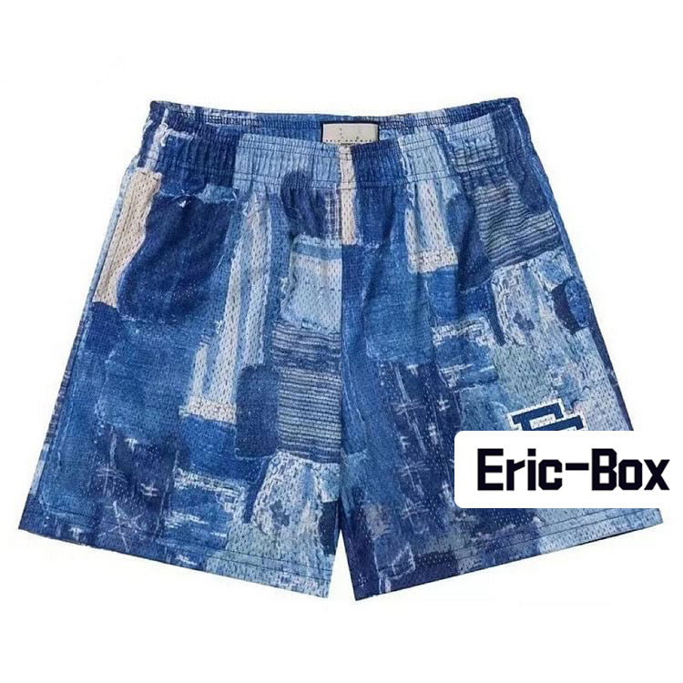 Boro Patchwork Blue Mesh Shorts