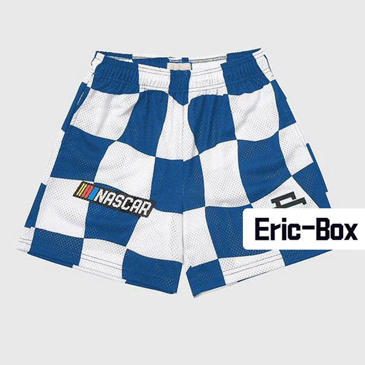 Blue And White Lattice Mesh Shorts