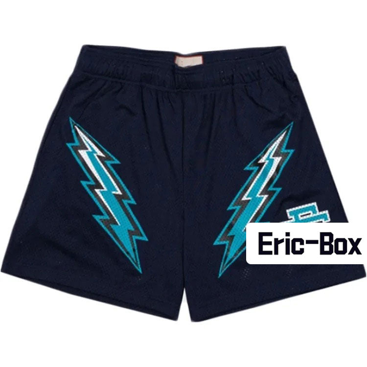Navy Lightning Mesh Shorts