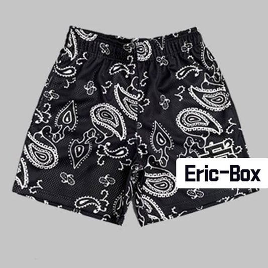 Cashew flowers Black Mesh Shorts