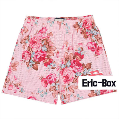 Red Roses On Pink Bg Mesh Shorts