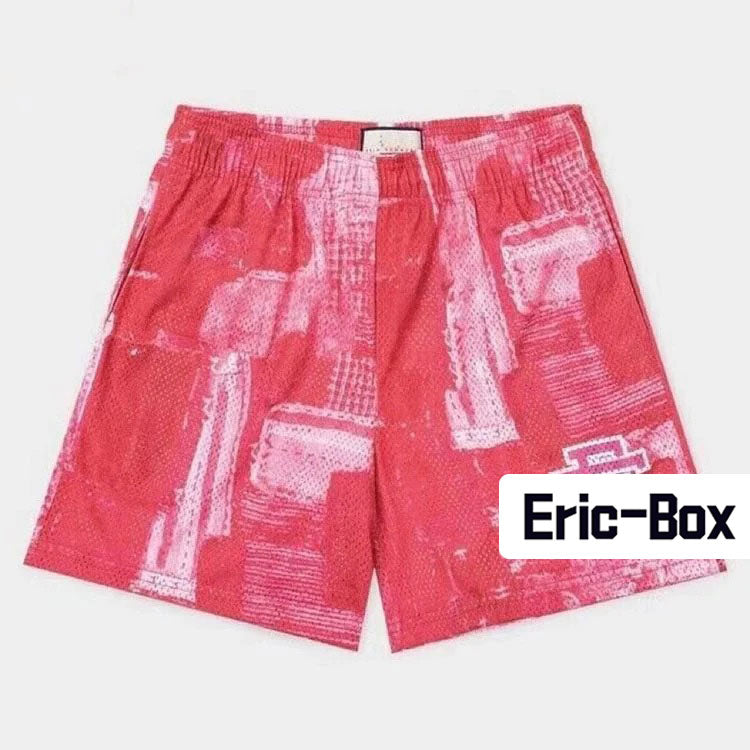 Boro Patchwork Red Mesh Shorts
