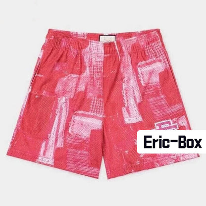 Boro Patchwork Red Mesh Shorts